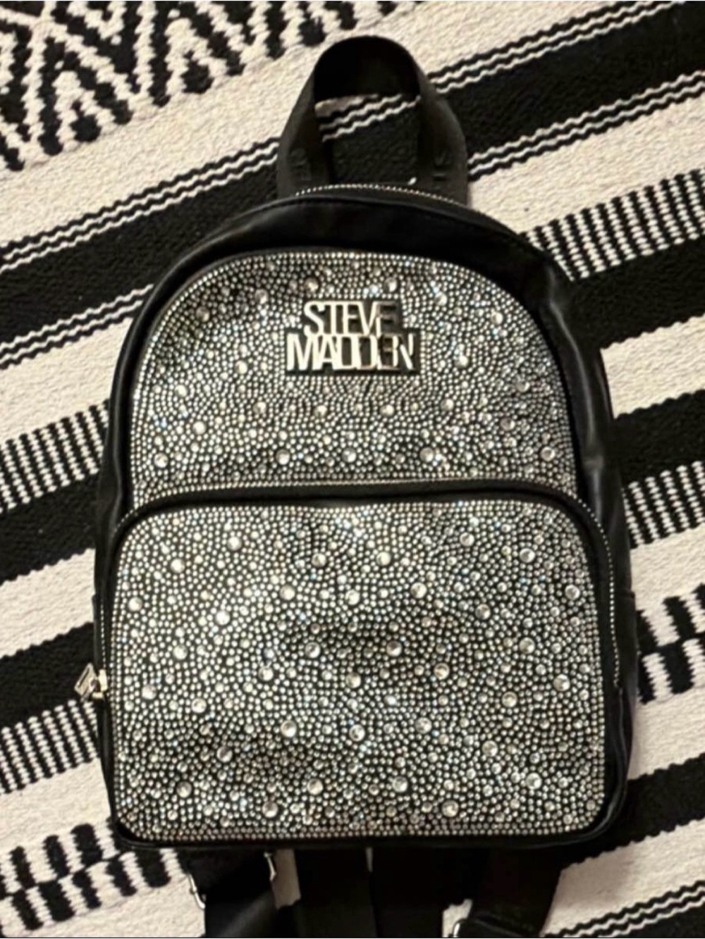 Steve Madden Black Rhinestone Mini Backpack - Picture 2 of 8